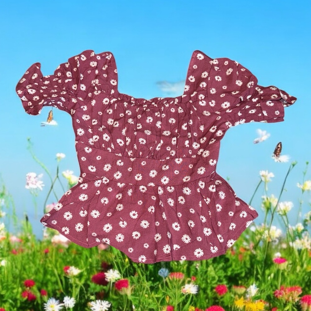 Floral Puff Sleeve Top Girls (7) Franki